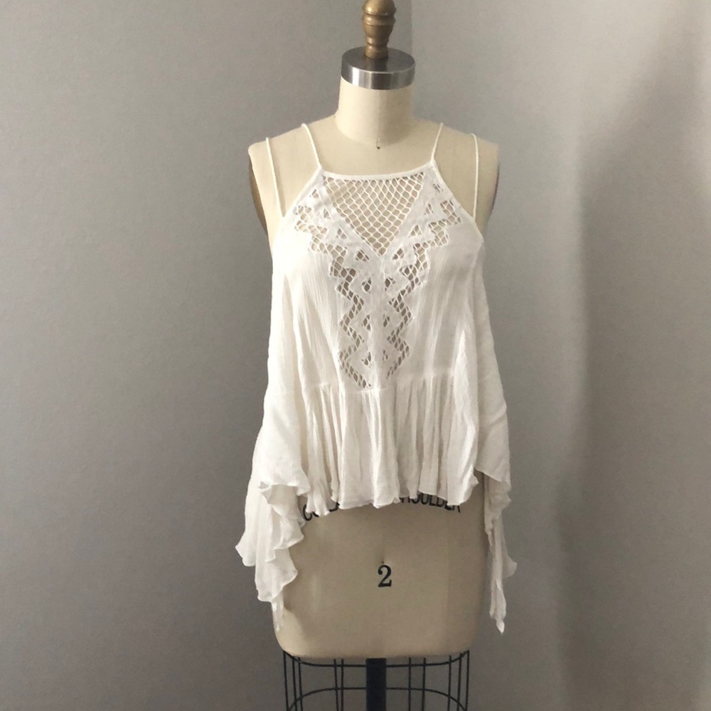 Bohemian White Crochet Strappy Tank by Ripcurl